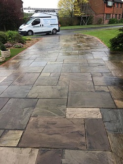 Pressure washing driveway