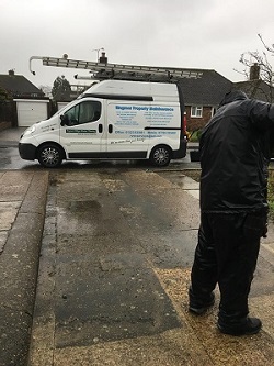 Pressure washing driveway
