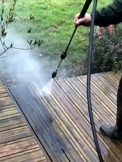 Pressure washing decking